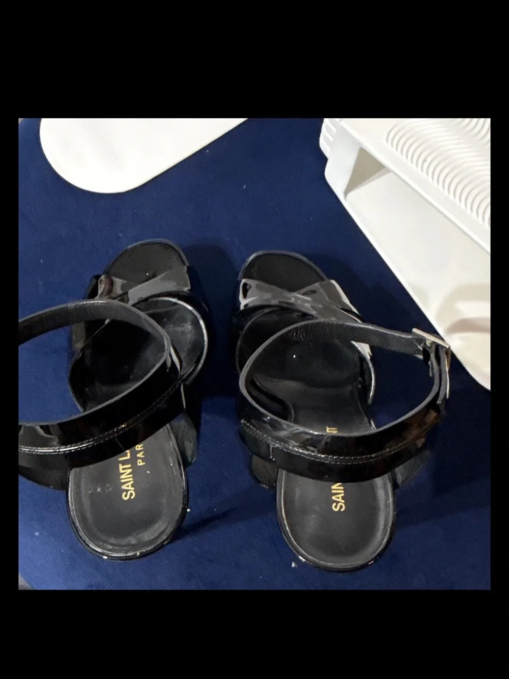 Saint Laurent Black Patent Leather Ankle-Strap Sandals